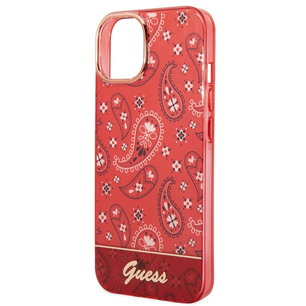 Guess dėklas iPhone 14 Plus – raudonas, Bandana Paisley
