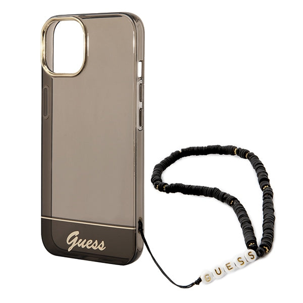 Guess skaidrus hardcase dėklas iPhone 14 Plus – juodas
