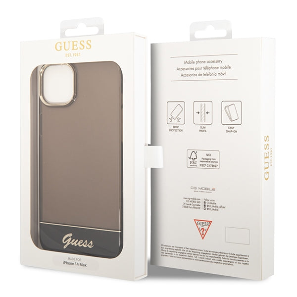 Guess skaidrus dėklas iPhone 14 Plus – juodas