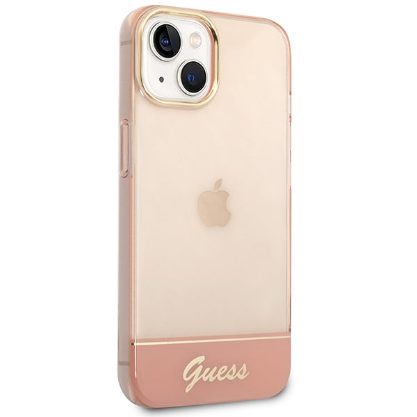 Guess skaidrus hardcase dėklas iPhone 14 Plus – rožinis -- iPhone 14 Plus