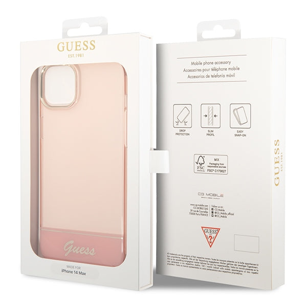 Guess skaidrus hardcase dėklas iPhone 14 Plus – rožinis -- iPhone 14 Plus