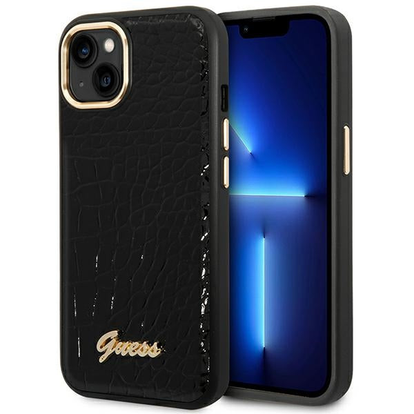 Guess GUHCP14MHGCRHK iPhone 14 Plus 6.7" juodas / juodas hardcase Croco Collection -- iPhone 14 Plus