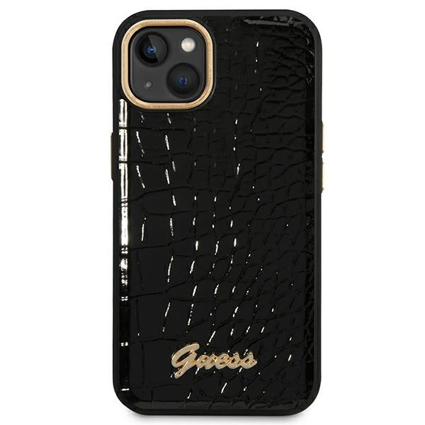 Guess GUHCP14MHGCRHK iPhone 14 Plus 6.7" juodas / juodas hardcase Croco Collection -- iPhone 14 Plus