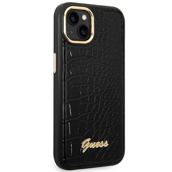 Guess GUHCP14MHGCRHK iPhone 14 Plus 6.7" juodas / juodas hardcase Croco Collection -- iPhone 14 Plus