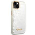 Guess Croco dėklas iPhone 14 Plus – sidabrinis