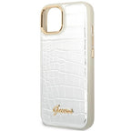 Guess Croco dėklas iPhone 14 Plus – sidabrinis