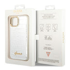 Guess Croco dėklas iPhone 14 Plus – sidabrinis