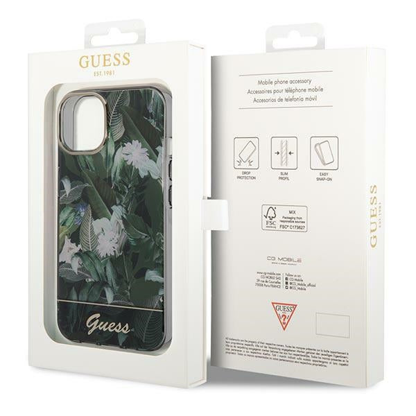 Guess Jungle dėklas iPhone 14 Plus – žalias -- iPhone 14 Plus