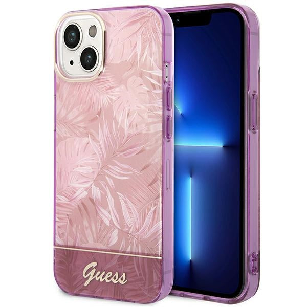 Guess Jungle dėklas iPhone 14 Plus – rožinis