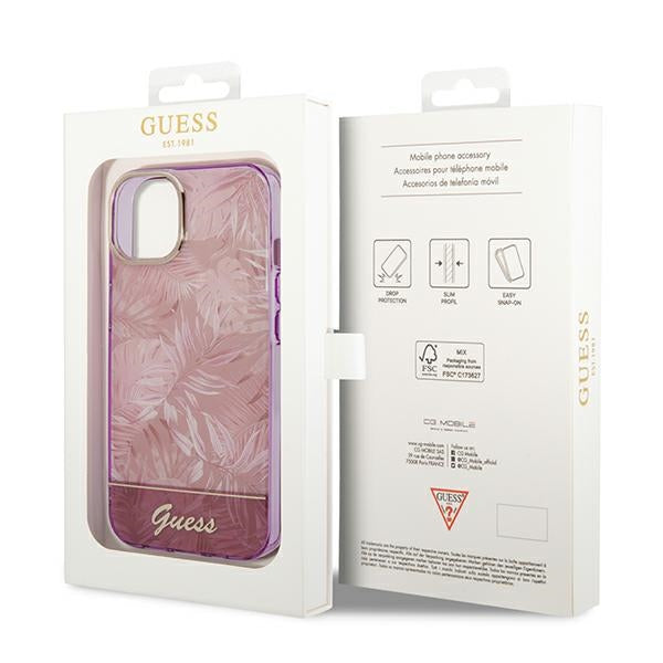 Guess Jungle dėklas iPhone 14 Plus – rožinis