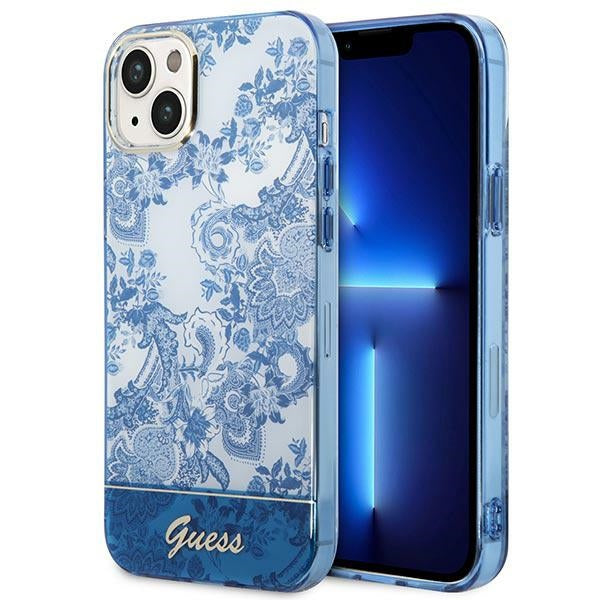 Guess Porcelain dėklas iPhone 14 Plus – mėlynas