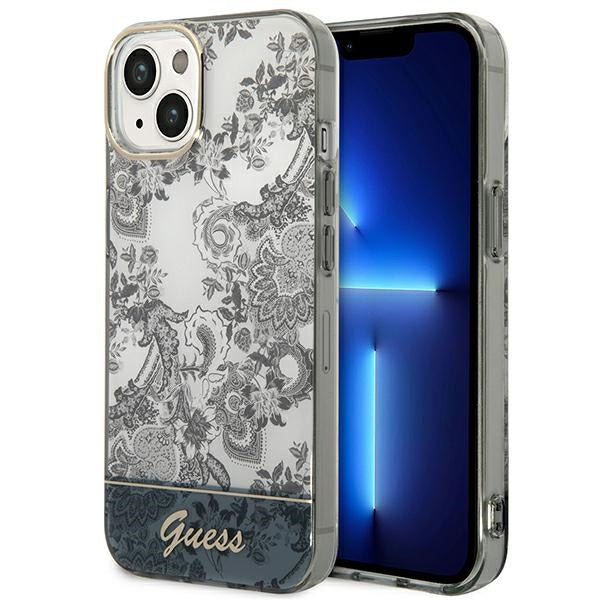 Guess Porceliano dėklas iPhone 14 Plus – pilkas
