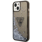 Guess dėklas iPhone 14 Plus – juodas, Liquid Glitter