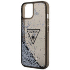 Guess dėklas iPhone 14 Plus – juodas, Liquid Glitter