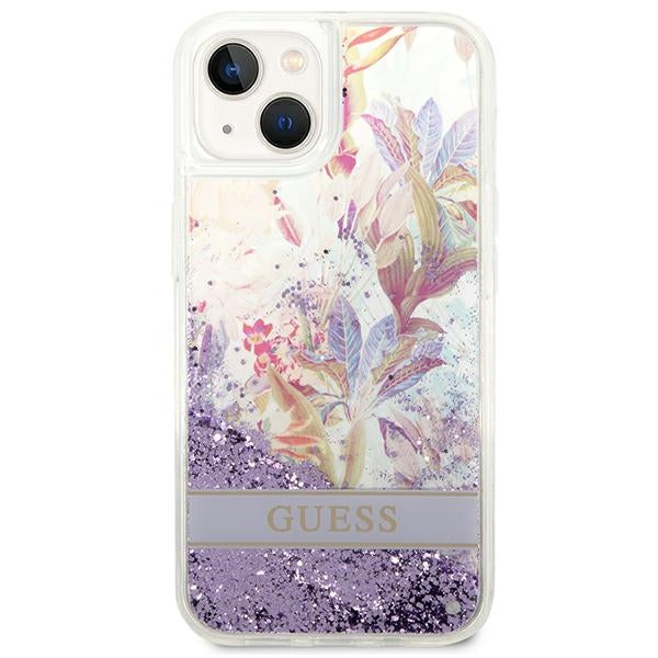 Guess dėklas iPhone 14 Plus – violetinis, blizgučiai -- iPhone 14 Plus