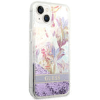 Guess dėklas iPhone 14 Plus – violetinis, blizgučiai -- iPhone 14 Plus
