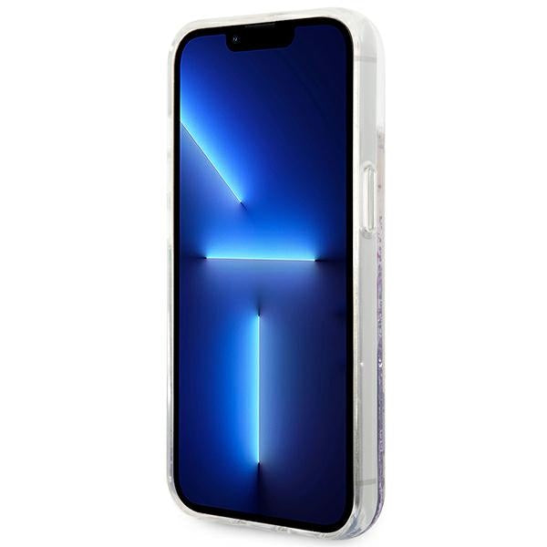 Guess dėklas iPhone 14 Plus – violetinis, blizgučiai -- iPhone 14 Plus