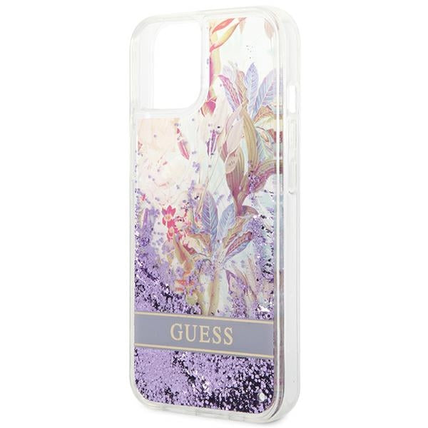 Guess dėklas iPhone 14 Plus – violetinis, blizgučiai -- iPhone 14 Plus