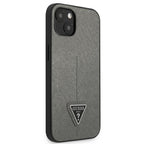 Guess Saffiano Triangle dėklas iPhone 14 Plus – sidabrinis