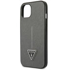 Guess Saffiano Triangle dėklas iPhone 14 Plus – sidabrinis
