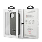 Guess Saffiano Triangle dėklas iPhone 14 Plus – sidabrinis