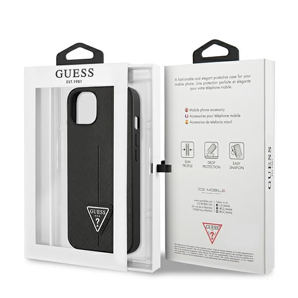 Guess Saffiano dėklas iPhone 14 Plus – juodas
