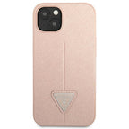 Guess dėklas iPhone 14 Plus – rožinis Saffiano Triangle -- iPhone 14 Plus