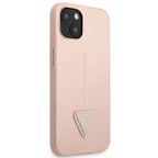 Guess dėklas iPhone 14 Plus – rožinis Saffiano Triangle -- iPhone 14 Plus