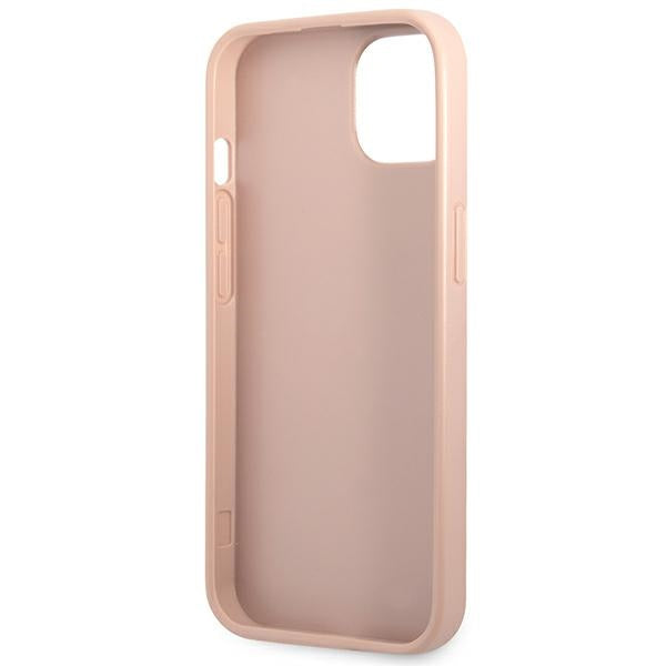 Guess dėklas iPhone 14 Plus – rožinis Saffiano Triangle -- iPhone 14 Plus
