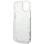 Guess dėklas iPhone 14 – mėlynas, Flower Liquid Glitter