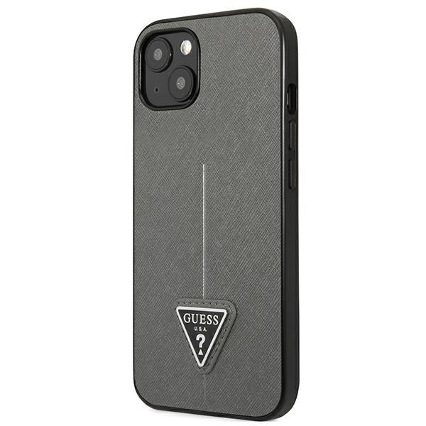 Guess Saffiano Triangle dėklas iPhone 14 – sidabrinis