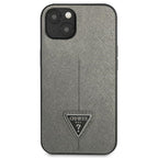 Guess Saffiano Triangle dėklas iPhone 14 – sidabrinis