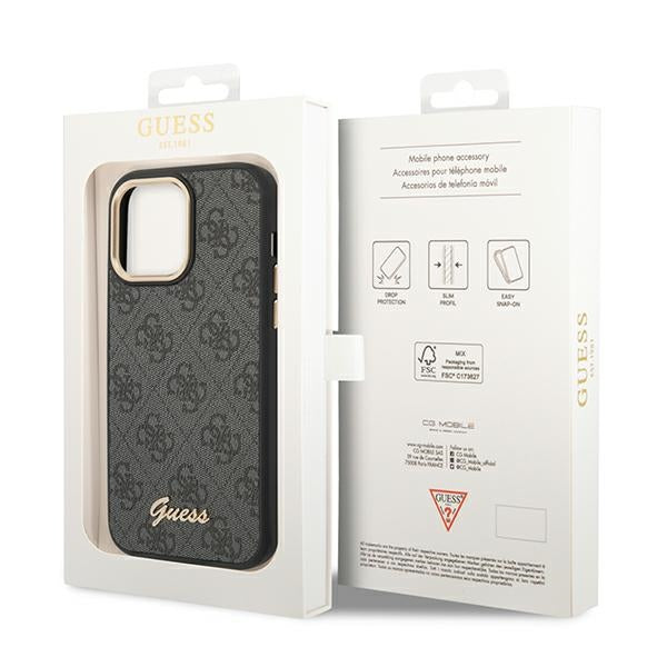 Guess dėklas iPhone 14 Pro Max – juodas, 4G Vintage