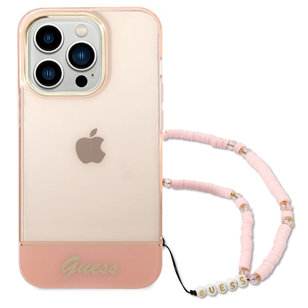 Guess skaidrus dėklas iPhone 14 Pro Max – rožinis