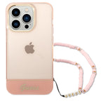 Guess skaidrus dėklas iPhone 14 Pro Max – rožinis