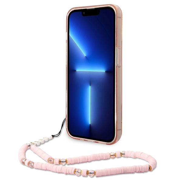 Guess skaidrus dėklas iPhone 14 Pro Max – rožinis