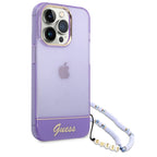 Guess skaidrus dėklas iPhone 14 Pro Max – violetinis