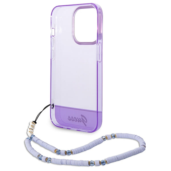 Guess skaidrus dėklas iPhone 14 Pro Max – violetinis