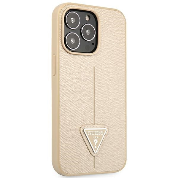 Guess dėklas iPhone 14 Pro Max – smėlio spalvos