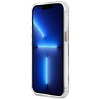 Guess MagSafe dėklas iPhone 13 Pro Max – skaidrus, auksinis rėmelis