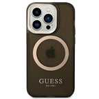 Guess MagSafe dėklas iPhone 14 Pro – juodas/auksinis