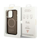 Guess MagSafe dėklas iPhone 14 Pro – juodas/auksinis