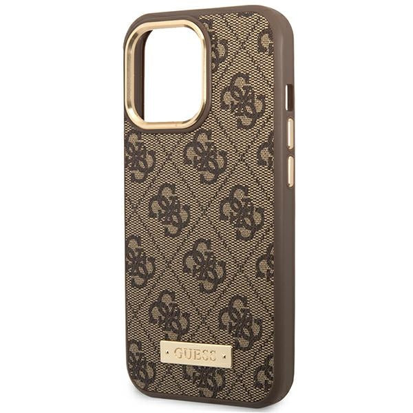 Guess MagSafe dėklas iPhone 14 Pro – rudas