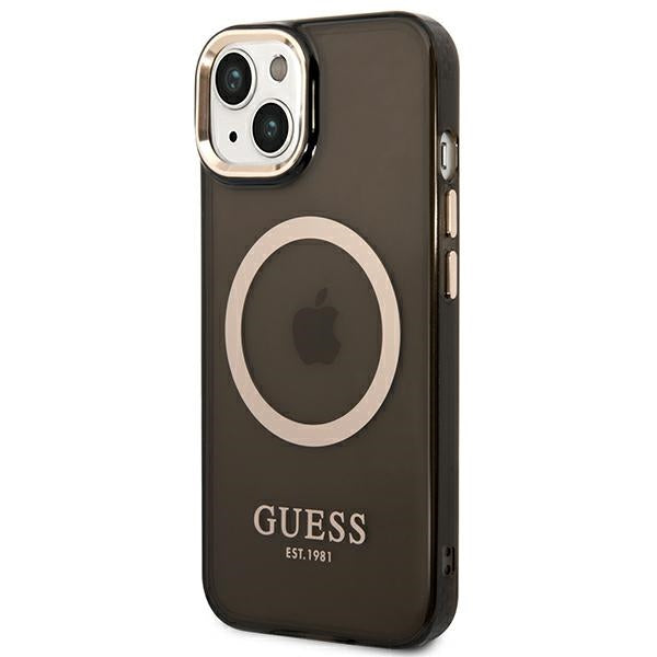 Guess MagSafe dėklas iPhone 14 Plus – juodas/auksinis