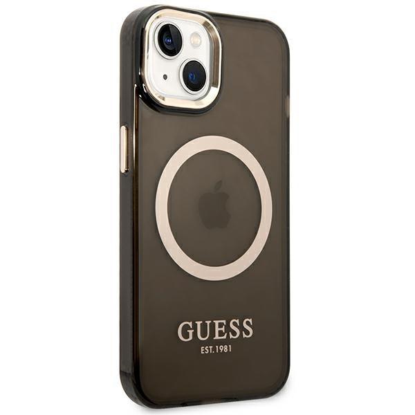Guess MagSafe dėklas iPhone 14 Plus – juodas/auksinis