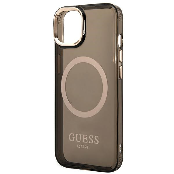 Guess MagSafe dėklas iPhone 14 Plus – juodas/auksinis