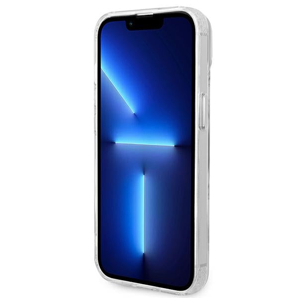 Guess MagSafe dėklas iPhone 14 Plus – skaidrus/sidabrinis