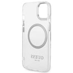 Guess MagSafe dėklas iPhone 14 Plus – skaidrus/sidabrinis