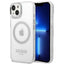 Guess MagSafe dėklas iPhone 14 – skaidrus/sidabrinis