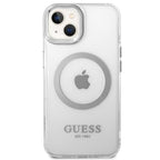Guess MagSafe dėklas iPhone 14 – skaidrus/sidabrinis